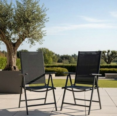 2 Stühle Gartenstuhl SYDNEY Schwarz Klappstuhl Stuhl Hochlehner klappbar Garten