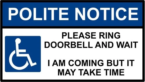 Please Ring Doorbell and Wait Disabled Polite Notice Self Adhesive Sticker