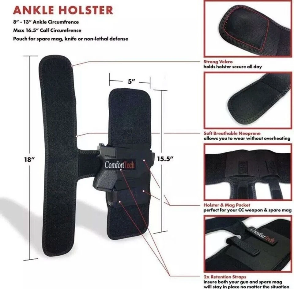 Ankle Holster for Concealed Carry | NEW 2021 Design | BUG Gun | Fits All Brands - Image 3 of 4