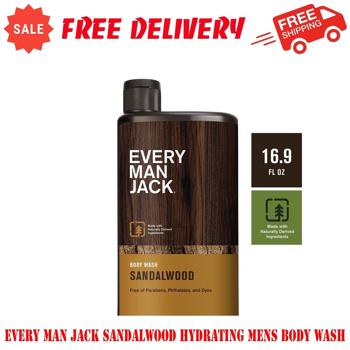 Every Man Jack Sandalwood Hydrating Mens Body Wash For All Skin