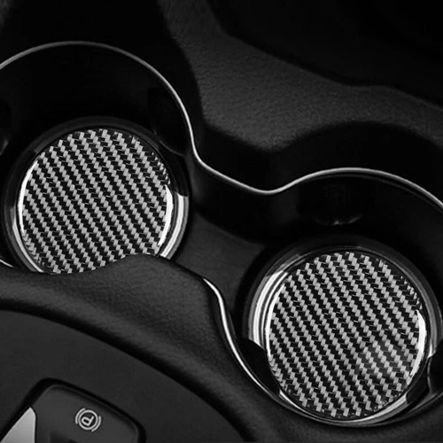 Black Carbon FiberCup Holder Pad Water Cup Slot Non-Slip Mat Car Accessories 2x - Picture 2 of 8
