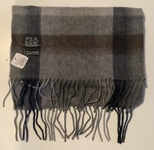 NWT Jos. A. Bank 100 Cashmere Scarf  Light Gray Plaid