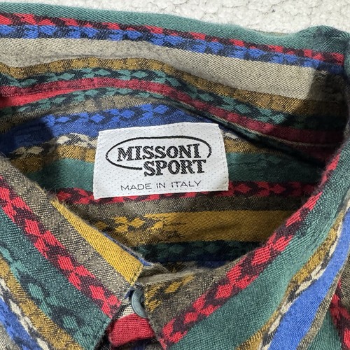 Vintage Missoni Sport gestreiftes mehrfarbiges Freizeithemd Cosby Retro Größe XXL - Bild 7 von 9