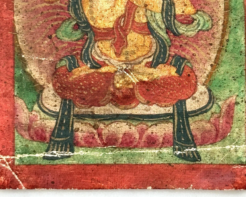 Antigua pintura budista tibetana Tsakli deidad miniatura Thangka siglo XIX asiática 4 Foto 4 de 4
