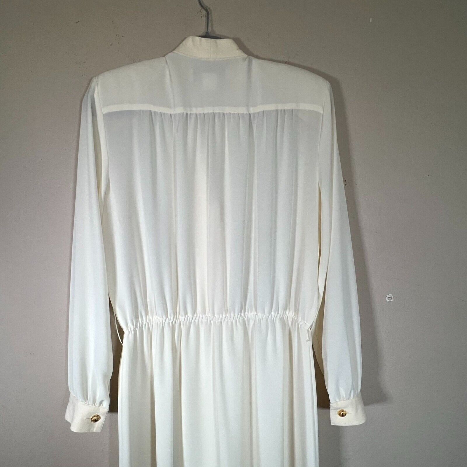 Lilli Ann Vintage Chiffon Dress Medium Ivory Sued… - image 10