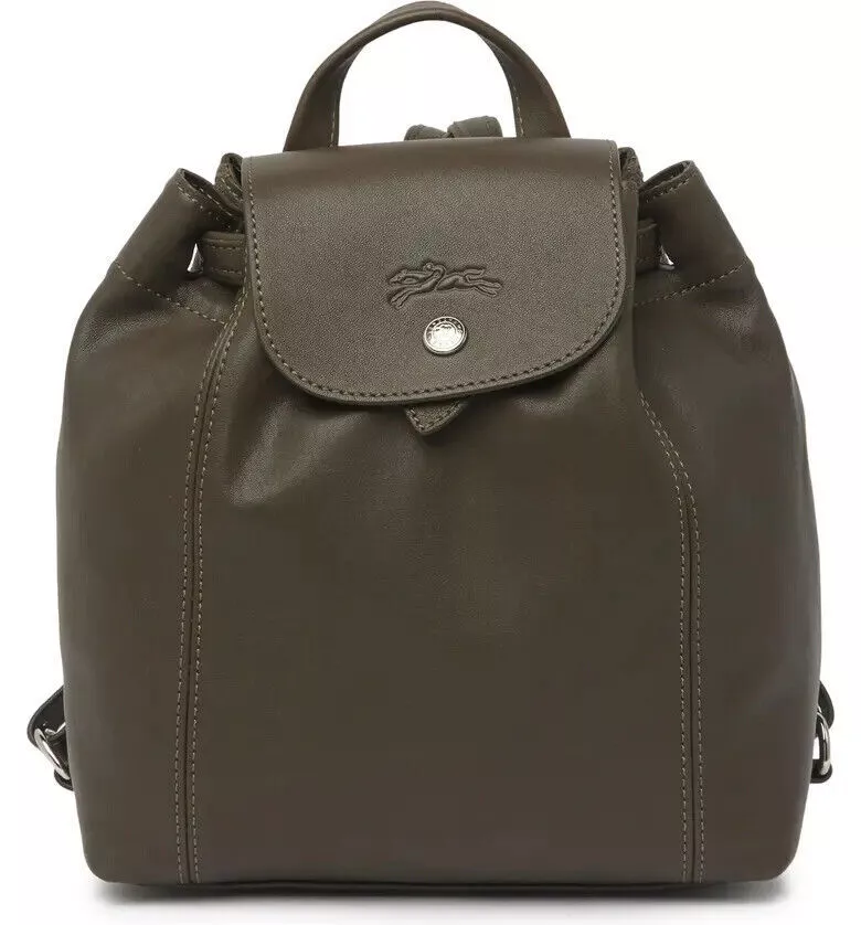 New Longchamp Le Pliage Cuir XS MINI Leather Backpack $470 Khaki L1306737292