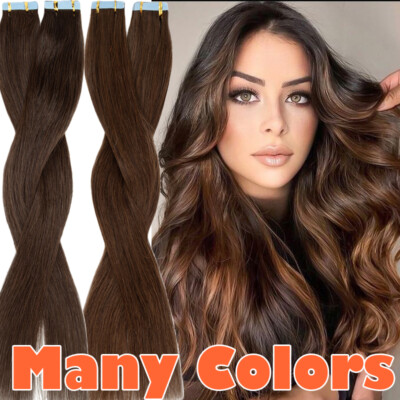 8A Tape In Glue On Remy Hair Extensions 100% Real Human Hair Brazilian Skin Weft
