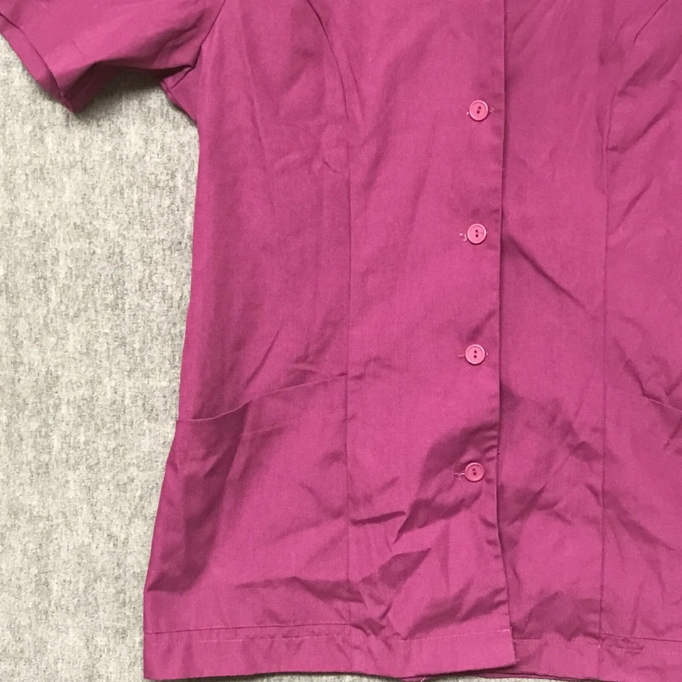 Peaches Scrub Top Womens Medium Purple Short Sleeve Pockets Button Tie Uniform - Image 3 of 4