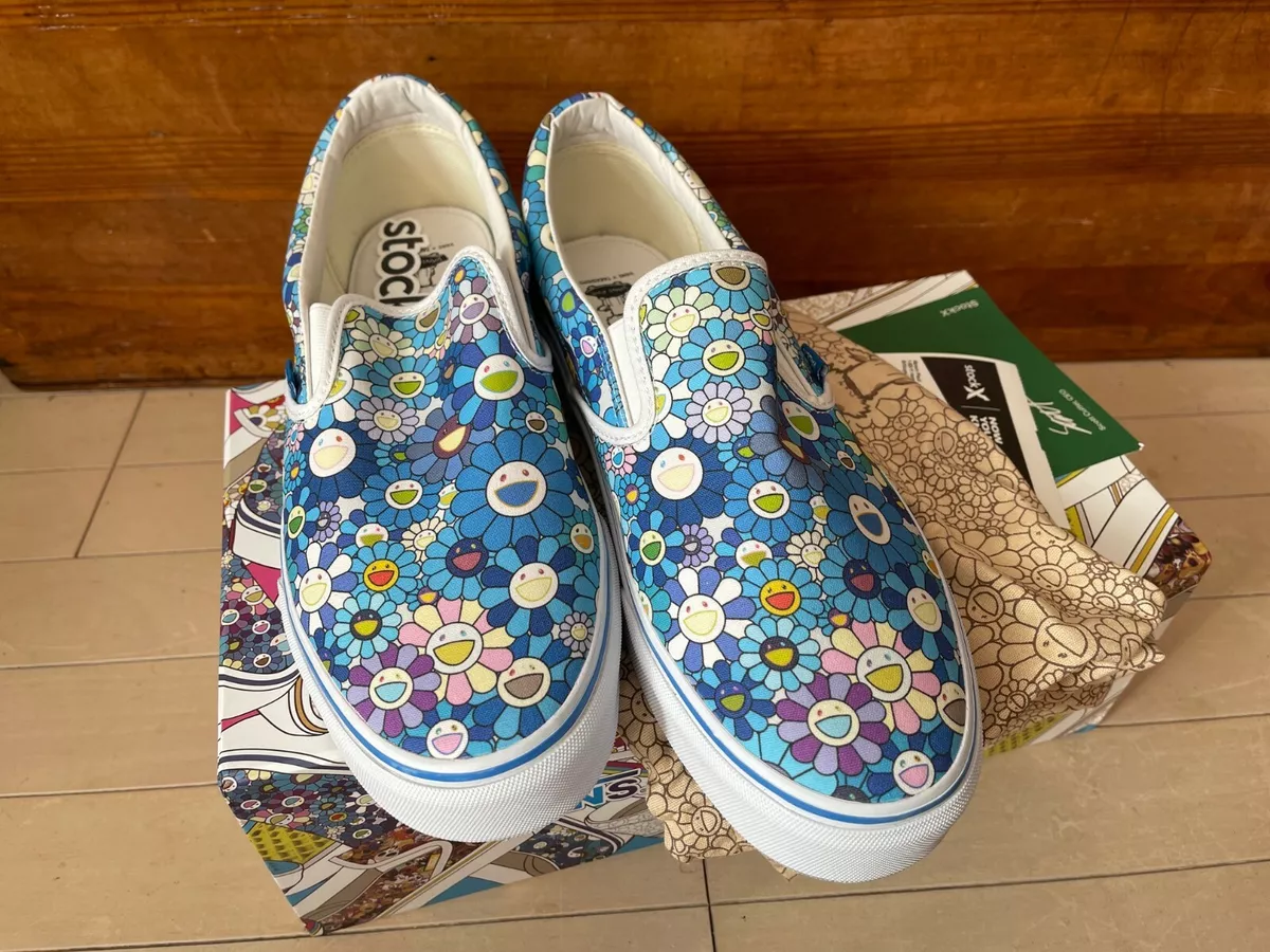 Japan Vans Slip-On LX Takashi Murakami Multi-Color Flower Blue size 13