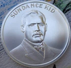 1 oz. SUNDANCE KID Wild West Legends bank robber BU rounds.999 fine silver