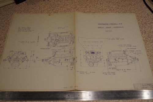 Genuine Graymarine Fireball V8 225HP Installation Drawing - FREE UK P+P - Picture 2 of 3