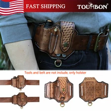 TOURBON Leather Multitools Belt Holster 4-in-1 EDC Flashlight Carrying Case Gift