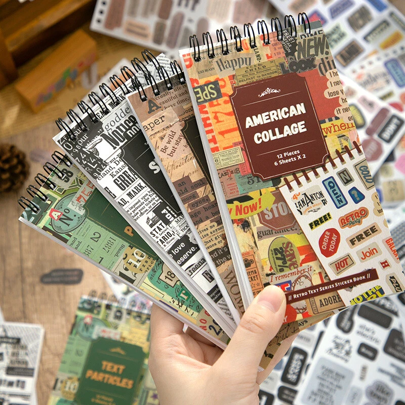 Vintage Washi Paper Stickers Words Numbers Sticker 12 Sheets Journal Scrapbook - Image 3 of 4