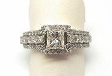 1 Ct White Princess Cut Simulated Diamond Halo Wedding 925 Sterling Silver Ring