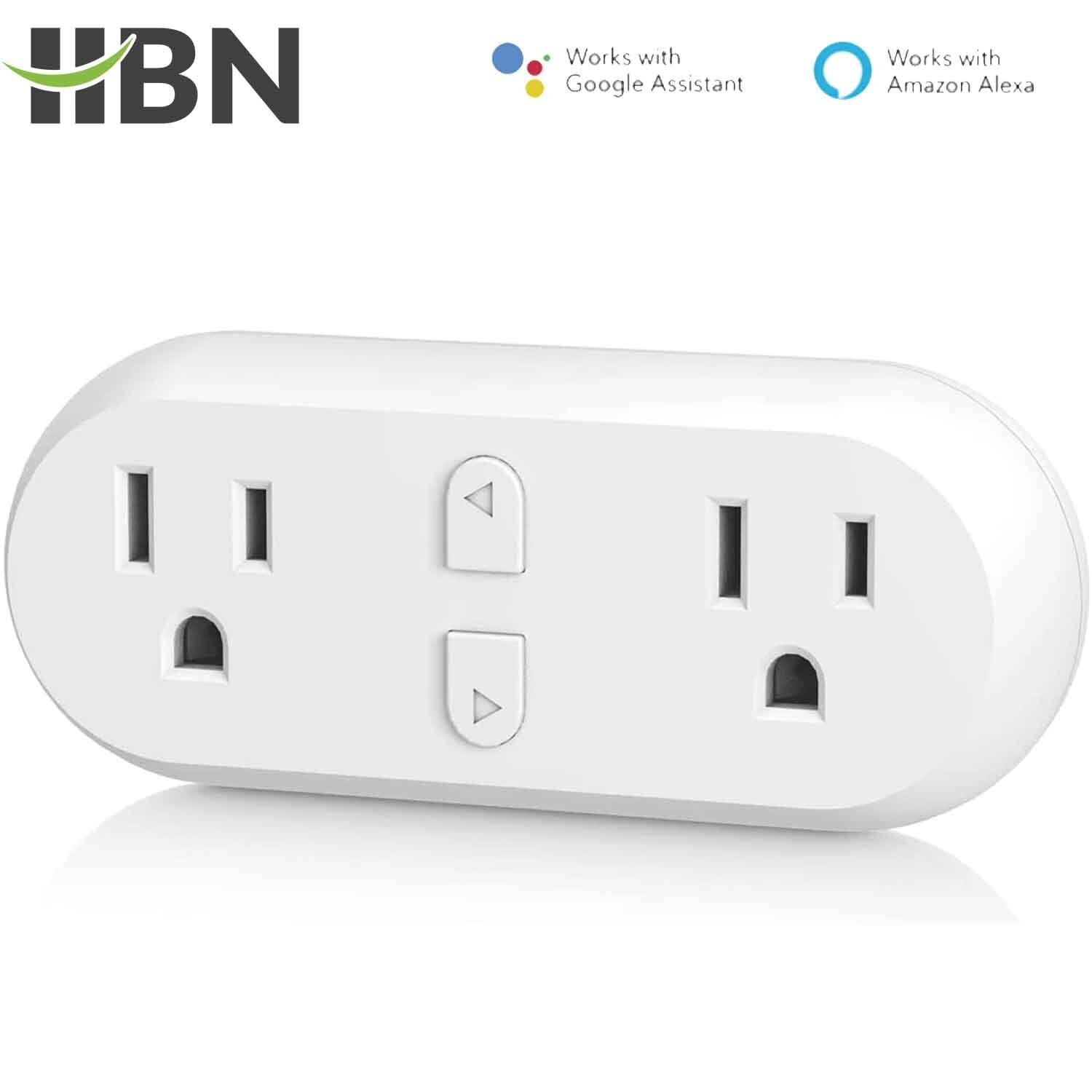 HBN WiFi Dual Outlet Smart Plug with Individual Control,Alexa & Google Assistant