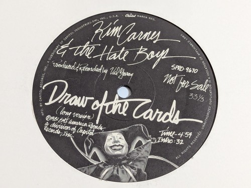 1981 Promo Kim Carnes The Hate Boys Draw of the Cards Vinyl LP Record HTF RARE