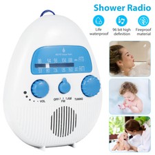 FM/AM Mini Shower Radio Portable Bathroom Waterproof Hanging Music Speaker