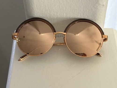 Linda Farrow Rare Rose Gold Wire Frame Chocolate Round Sunglasses LFL966 6 New - Picture 5 of 15