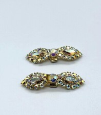 Vtg Sparkling Pink AB Aurora Borealis Rhinestone Shoe Clip Set