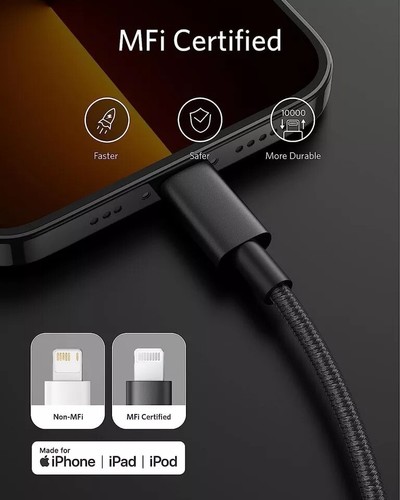 Anker 6ft Nylon USB C to Lightning Cable PD Fast Charge MFi-Certified for iPhone - Picture 2 of 7