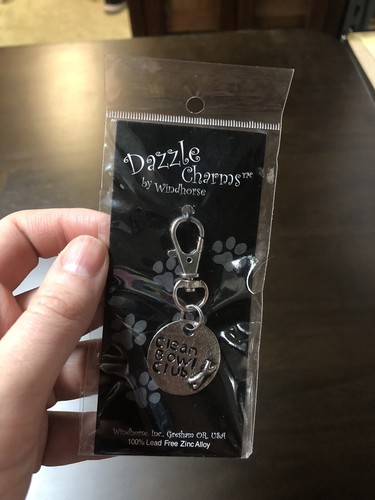 New Dazzle Charms Pet Tag - Clean Bowl Club Silver - Dog Collar Accessories