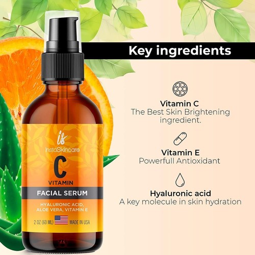 Vitamin C Serum for Face with Hyaluronic Acid Vitamin E Best Skin Anti-Aging 2oz - Picture 5 of 7