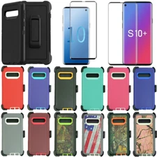 For Samsung Galaxy S10+Plus Shockproof Defender Case Cover w/Belt Clip & Screen