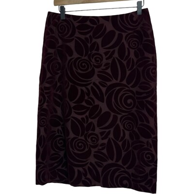 DKNY Women's Rosette Floral Wool Pencil Skirt Dark Cherry Red