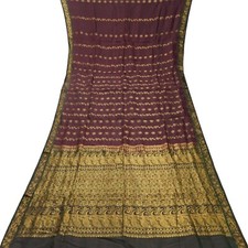 Vintage Maroon Saree 100 Pure Silk Zari Handwoven Premium Sari 6YD Craft Fabric