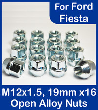 Tuercas de rueda de aleación hexagonales abiertas 16x M12 x 1,5, 19 mm, para Ford Fiesta (zinc)