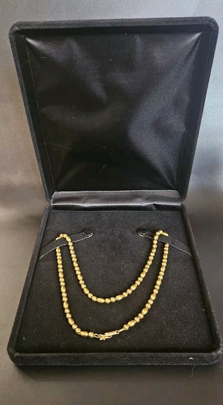 14k stamped:  Authenticated 22k Gold Ball Beads; 22k Gold Beaded Ball Necklace