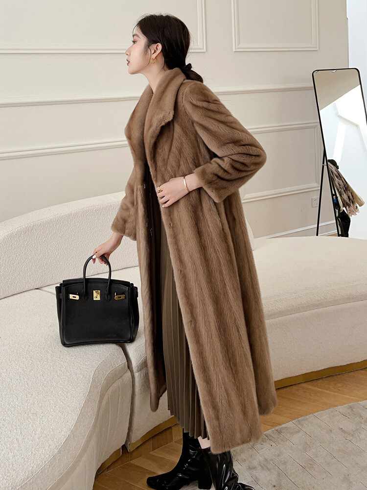 Luxury Women's Mink Hair Imitation Fur Velvet Trench Coat