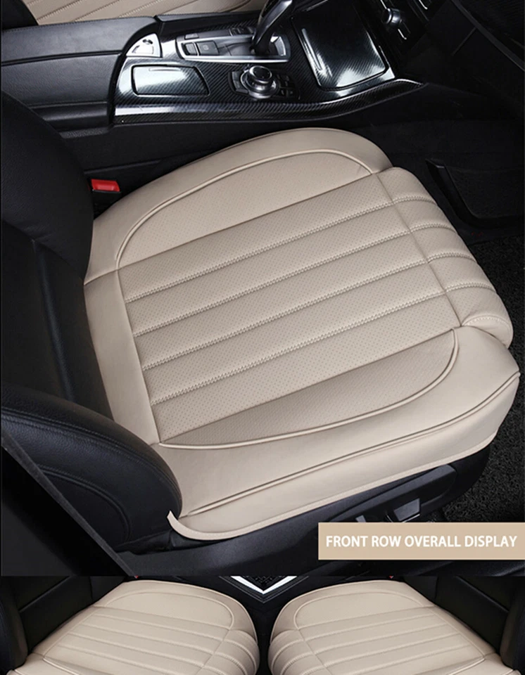 Funda de asiento de coche delantera envolvente completa cojín de silla alfombrilla de cuero PU transpirable Foto 3 de 4
