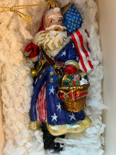 Kurt Adler Polonaise Patriotic “ Santa American “ 1531 Glass Ornament NIB - Picture 2 of 15