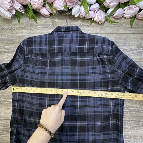 George Button Down Shirt Men's Medium Gray Multi Plaid Long Sleeve Flannel - Picture 9 of 13