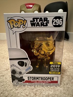 Funko Pop Star Wars Gold Chrome Stormtrooper 2019 Galactic Convention  Exclusive