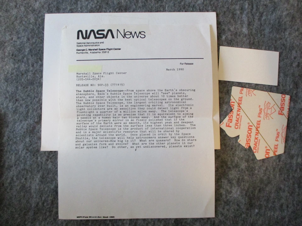 TELESCOPIO ESPACIAL HUBBLE MSFC NASA AÑOS 80-90 FOTOS DE PRIMERA GENERACIÓN++ DEL ESCRITORIO DE DIPUTADO DIR Foto 3 de 4