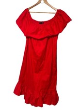 NEW Ashley Stewart Off the shoulder red midi dress cotton plus size 18/20