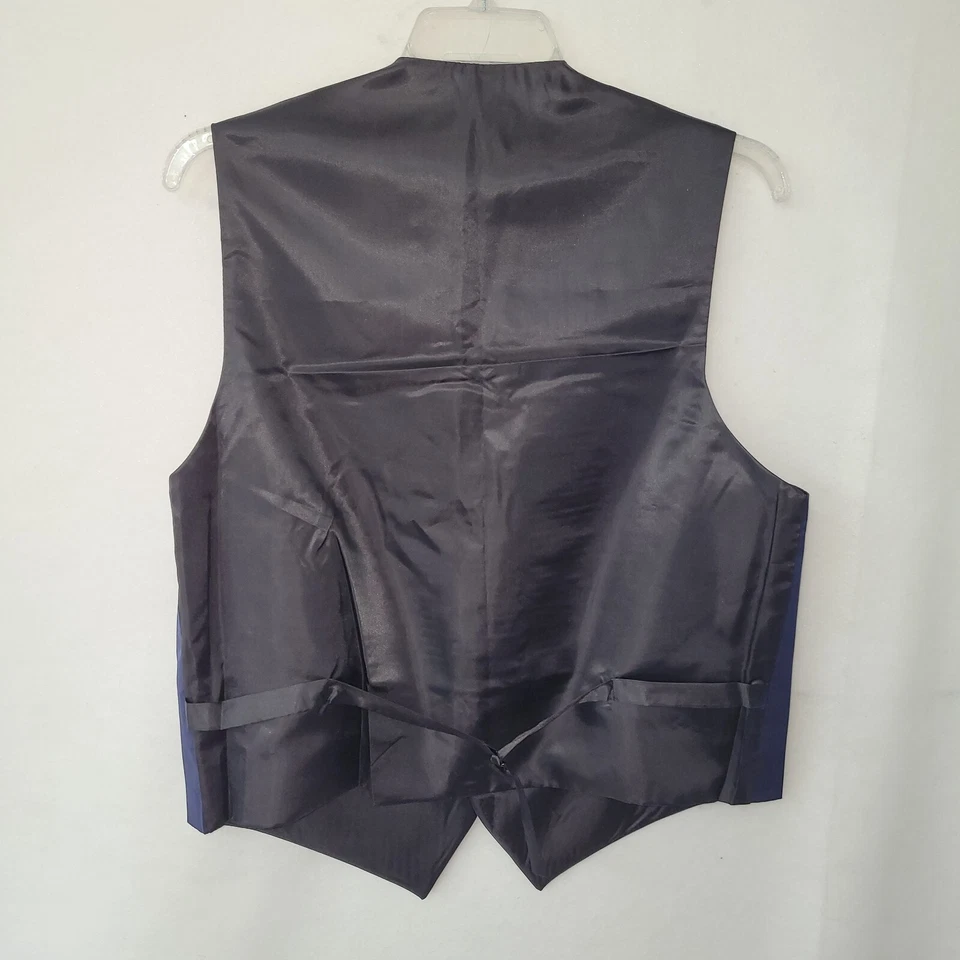 Retro Paris Vest Mens XL Navy Satin 5-Button Formal Attire Vest Style V-17 New - Image 3 of 4