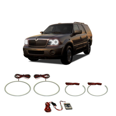 Bright White RF LED Headlight Halo Ring Kit for Lincoln Navigator 03-06