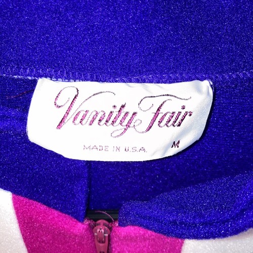 Vanity Fair Vintage Viola Rosa Mod Spolverino Casa Abito Zip Up Medium USA Caftano - Foto 10 di 10