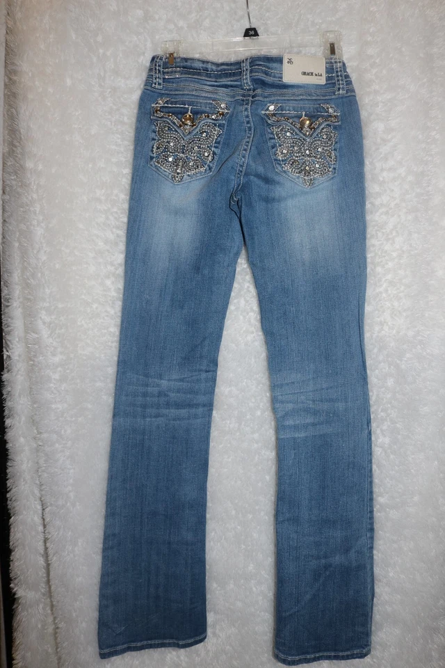 Grace in LA Jeans 3/25 lots of sparkle and BLING BOOTCUT Embellished - Image 4 of 4