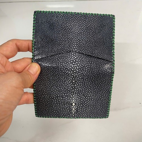 Black /GrayGenuine 100% Doubleside EXOTIC Leather Skin Men's Card Holder,Wallets - Picture 12 of 21