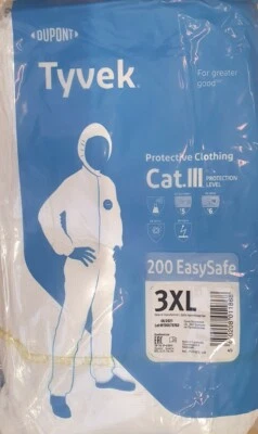10 Stück Dupont Tyvek Schutzanzug Gr 3XL Lackierer Maler 200 EasySafe Cat III