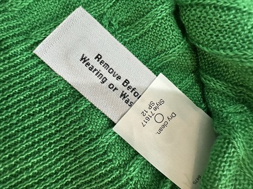 J.Crew Kelly Green 100% Linen Cable Knit Boat Neck Sweater XS NWT Lightweight - Picture 3 of 9