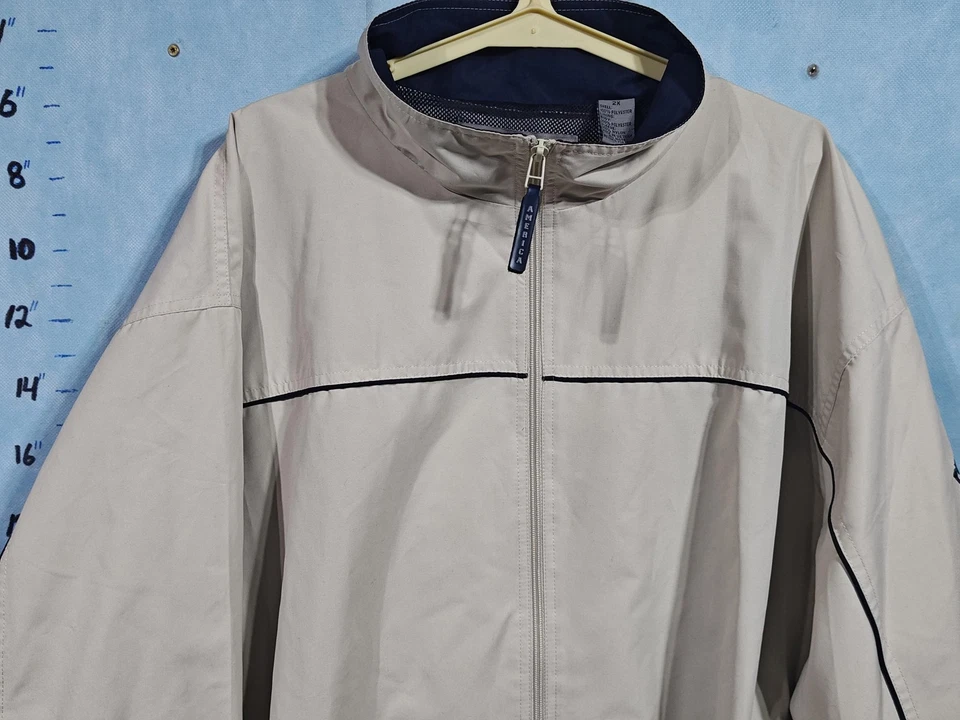 Perry Ellis America Jacket Mens 2XL Beige Full Zip Lightweight Windbreaker - Image 3 of 4