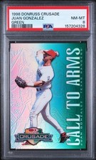 PSA 8 1998 Donruss Crusade Call to Arms Green 215/250 Juan Gonzalez