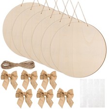 6 Pcs 14 Inch Wood Circles for Crafts Unfinished Wooden Slice Blank Round Woo...
