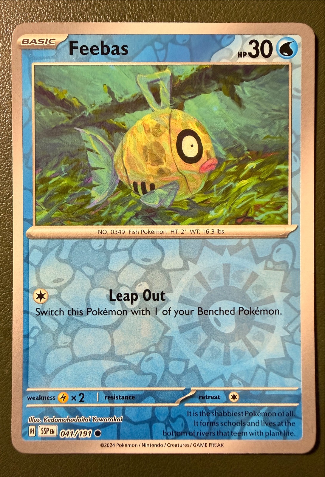 Pokemon TCG Feebas 41/191 Surging Sparks SV8 Reverse Holo NM