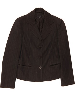 TRUSSARDI Womens Oversized Blazer Jacket IT 42 Medium Navy Blue Pinstripe XG10